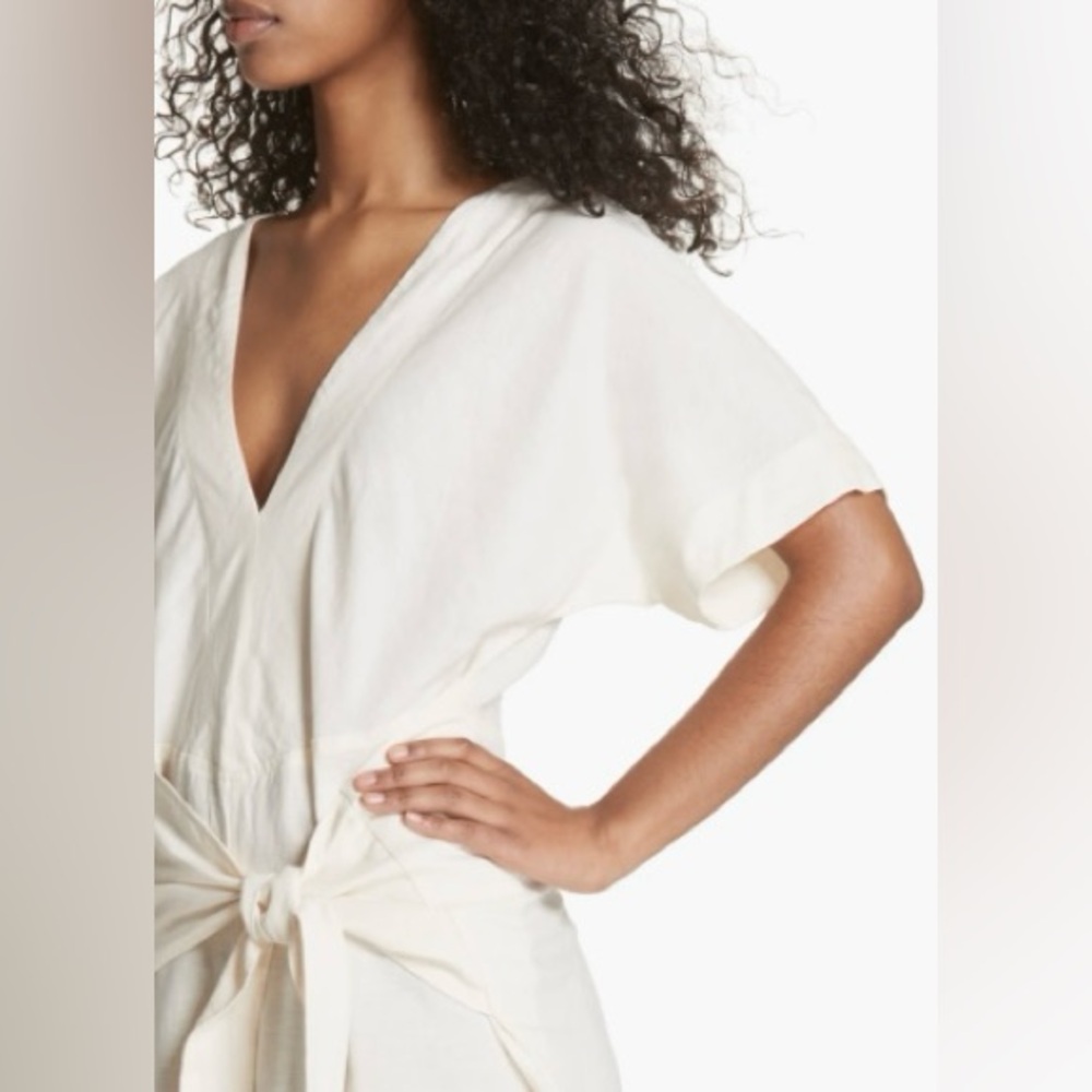 Free People Shining Sun Tie Front Off White / Ivory jumpsuit M - Picture 3 of 13